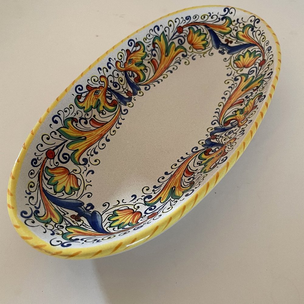 MERIDIANA CERAMICHE HAND PAINTED OVAL DISH BOWL PLATTER ITALY SMALL 10.75" X 5.2